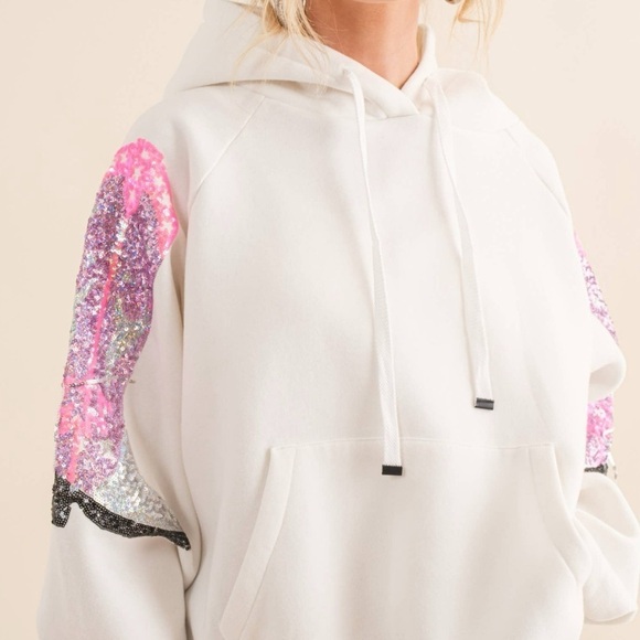 BRIDES LAST RIDE Sequin Cowgirl Bride Sweatshirt NEW - Picture 3 of 5